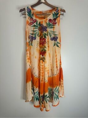 Exist Orange Floral Sleeveless Sundress/coverup Free size up to an XL